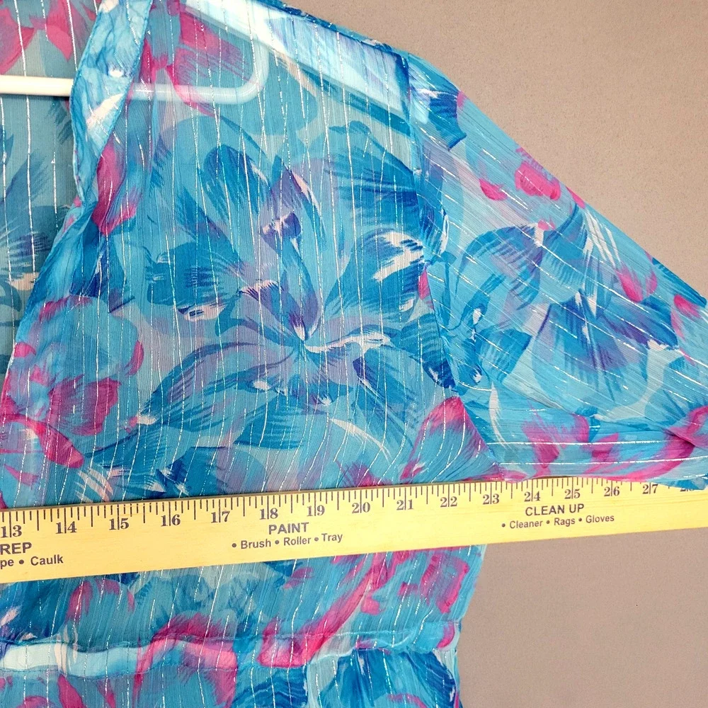 Creations Tropical Swim Cover Up Womens One Size Blue Pink Coastal Beach Vac - Picture 9 of 14